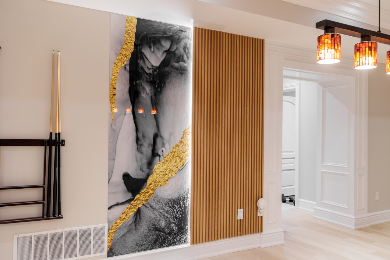 Modern living space with ambient recessed lighting
